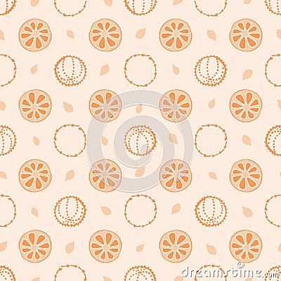 Seamless vector pattern with Christmas elements, clove and orange on shabby background. Vector Illustration