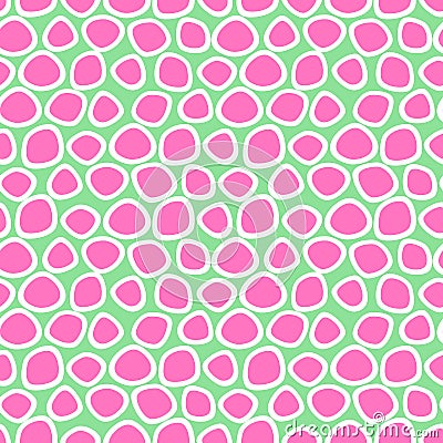 Seamless vector pattern with circles. Green and pink abstract background with hand drawn elements. Vector Illustration