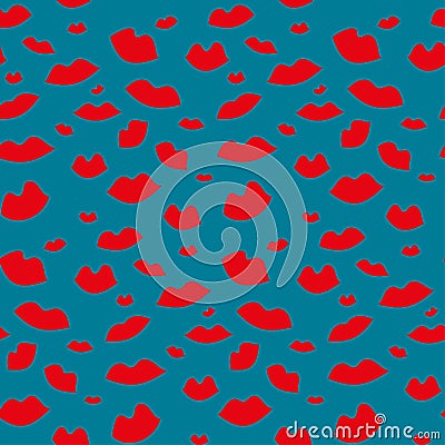 Seamless vector pattern, colorful lips. Repeats texture of textile, wall, fabric, gift paper. Concept for Valentines Day Vector Illustration