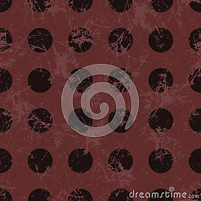 Seamless vector pattern. Creative geometric brown pastel background with black circles Vector Illustration