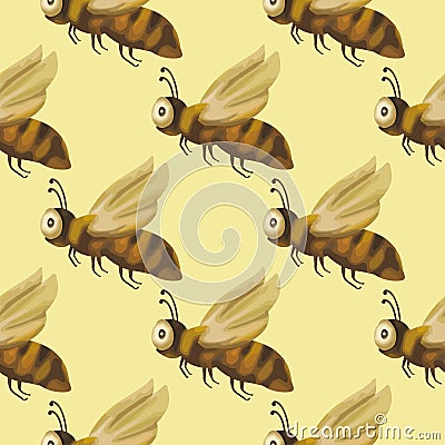 Seamless vector pattern with cute 3d insect. Vector Illustration