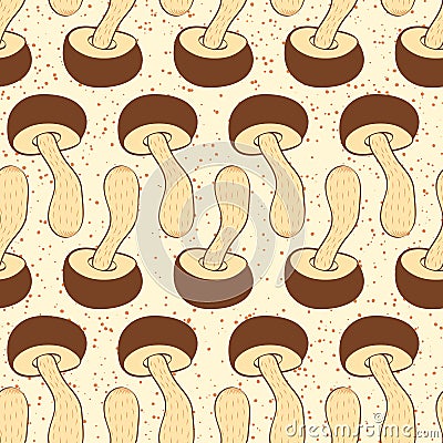 Seamless vector pattern decorated forest mushroom. Vector Illustration