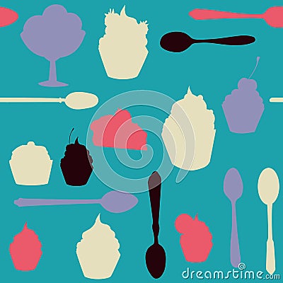 Seamless vector pattern with desserts Vector Illustration