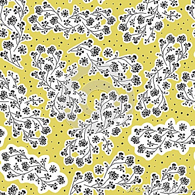 Seamless vector pattern of the dry herbs. Fennel flowers hand drawn Stock Photo