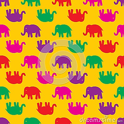 Seamless vector pattern with elephants. Vector Illustration