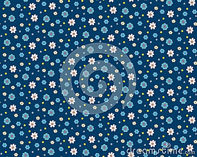 Seamless vector pattern with cartoon flowers Vector Illustration