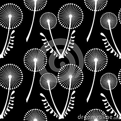 Seamless vector pattern with flowers. Background with dandelions. Graphic illustration. Vector Illustration