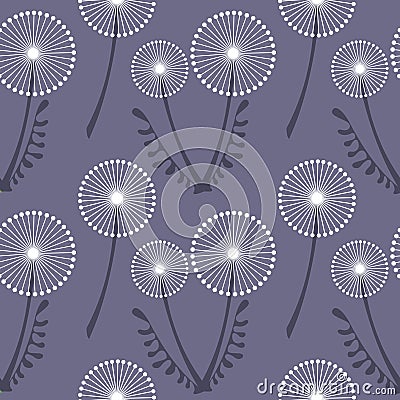 Seamless vector pattern with flowers. Background with dandelions. Graphic illustration. Vector Illustration