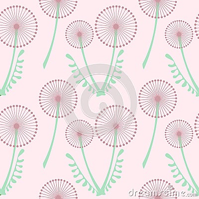 Seamless vector pattern with flowers. Background with dandelions. Graphic illustration. Vector Illustration
