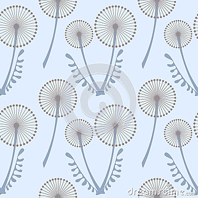 Seamless vector pattern with flowers. Background with dandelions. Graphic illustration. Vector Illustration