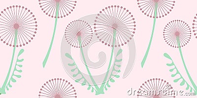Seamless vector pattern with flowers. Floral background with dandelions. Graphic design, drawn illustration Print for wrapping, wa Vector Illustration