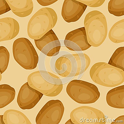 Seamless vector pattern with fresh ripe potatoes Vector Illustration