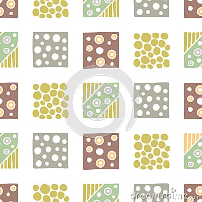 Seamless vector pattern. Geometrical background with hand drawn decorative tribal elements in vintage brown colors. Print with eth Vector Illustration