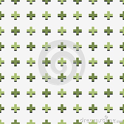 Seamless vector pattern with green pluses Vector Illustration