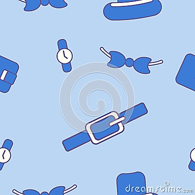 Seamless vector pattern, hat, bow tie, watch,belt, wallet Vector Illustration