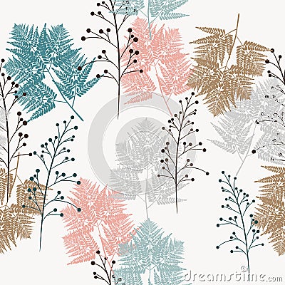 Seamless vector pattern of herbs and fern, for fabric, paper and other printing and web projects. Stock Photo