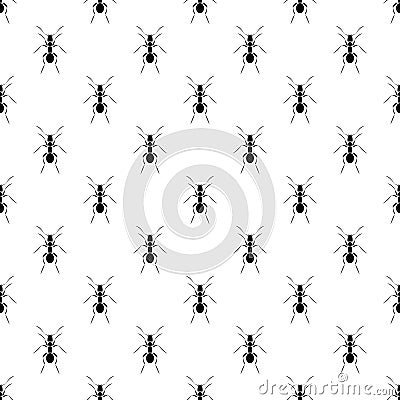 Seamless vector pattern with insects, black and white symmetrical background with ants Vector Illustration