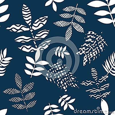 Blue and white flourish print. Vector Illustration