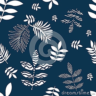 Blue and white flourish print. Vector Illustration