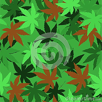 Seamless vector pattern with marijuana leaves, hemp, cannabis Vector Illustration