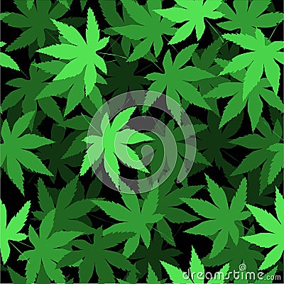 Seamless vector pattern with marijuana leaves, hemp, cannabis Stock Photo