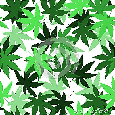 Seamless vector pattern with marijuana leaves, hemp, cannabis Stock Photo