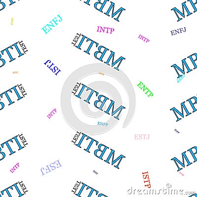 Seamless vector pattern. MBTI test. Isolated on a white background. Vector graphics. Vector Illustration