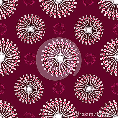 Seamless vector pattern - noble, modern star variation in pink and white on an eggplant colored background Stock Photo