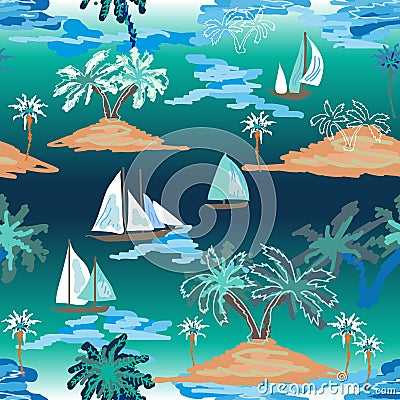 Blue lagoon trip. Vector Illustration