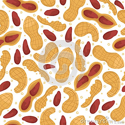 Seamless vector pattern with peanuts peeled and shelled Vector Illustration