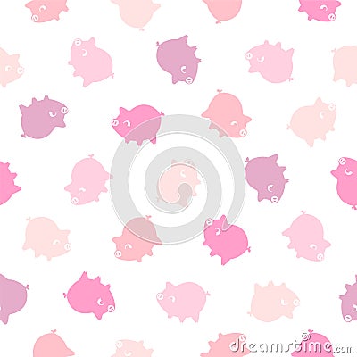 Seamless vector pattern - pink pig Vector Illustration