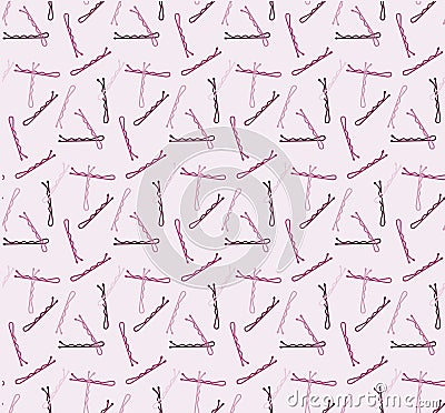 Seamless vector pattern in pink tones with hair clips Vector Illustration
