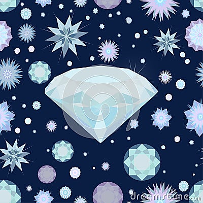 Seamless vector pattern of precious stones and diamond Stock Photo