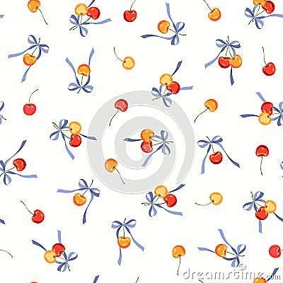 Seamless vector pattern of a pretty cherry, Vector Illustration