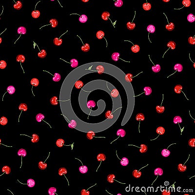 Seamless vector pattern of a pretty cherry, Vector Illustration