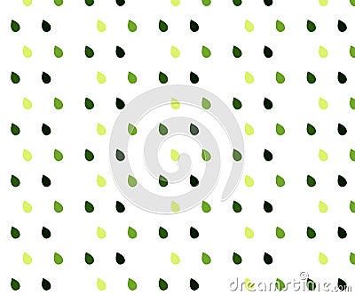 Seamless vector pattern with rain drops. Spring abstract background in shades of green. Vector Illustration