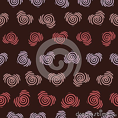 Seamless vector pattern with rows of hearts with swirls on them Vector Illustration