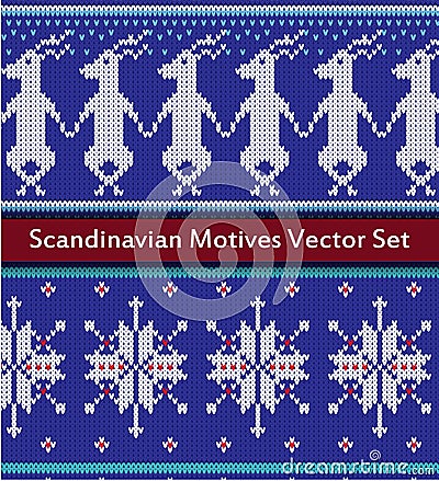 Seamless vector pattern set in red, blue and white colors. Vector Illustration