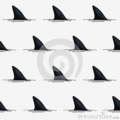 Seamless vector pattern of shark fins Vector Illustration