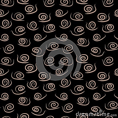 Seamless vector pattern with simple stylized snails on dark background Vector Illustration