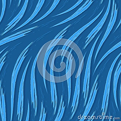 Seamless vector pattern of smooth flowing stripes or strokes in blue.Seamless vector pattern of waves or river flow. Vector Illustration