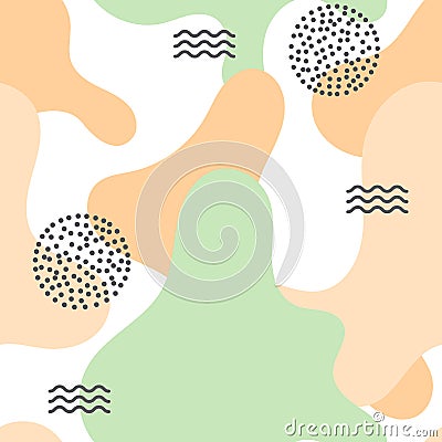 Seamless vector pattern. Soft modern orange and green abstract background. Stock Photo