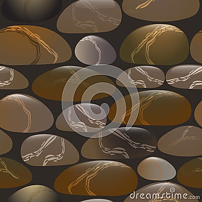 Seamless vector pattern with stones on dark background. Vector Illustration