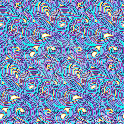 Seamless vector pattern. Swirling swirl pattern in the style of Van Gogh post-impressionism. Design wallpaper, fabrics, postal pac Stock Photo