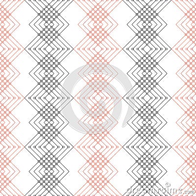 Seamless vector pattern. Symmetrical geometric black and red background. Decorative repeating ornament Vector Illustration