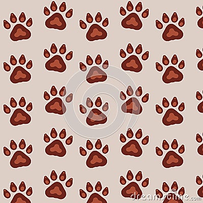 Seamless vector pattern with traces of dogs on background. Cute endless template for 2018 year. Stock Photo