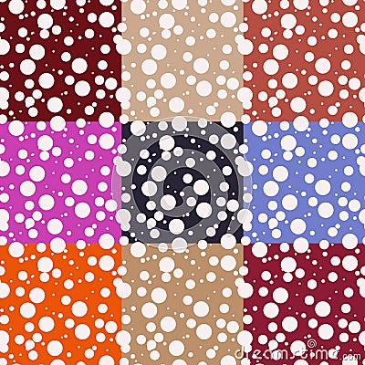 Seamless vector pattern with white circles of different sizes on a multicolored background Vector Illustration
