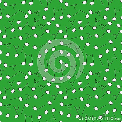 Seamless vector pattern with white music notes on a vivid green background Vector Illustration