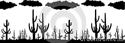 Seamless vector with Saguaro Cactus Vector Illustration