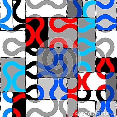 Seamless vector square pattern. Abstract color background. Vector Illustration
